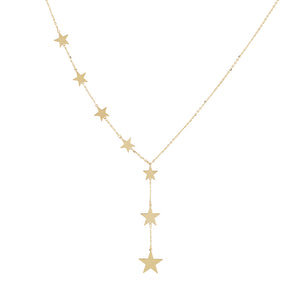14K Gold Solid Multi Stars Lariat 14K - Adina Eden's Jewels