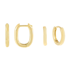 Gold Solid Huggie Earring Combo Set - Adina Eden's Jewels