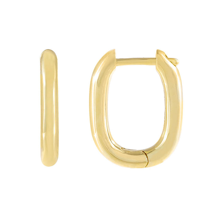 Gold Solid Oval Huggie Earring - Adina Eden's Jewels