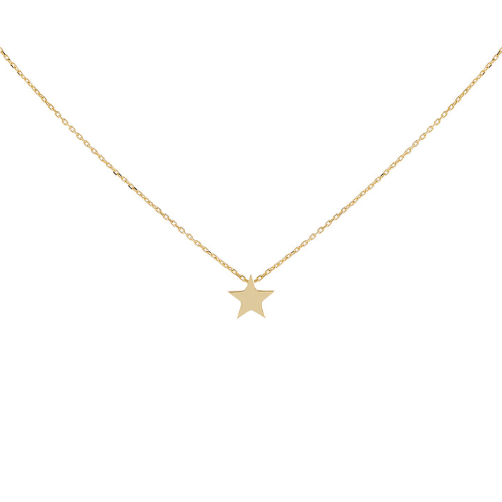14K Gold Solid Star Necklace 14K - Adina Eden's Jewels