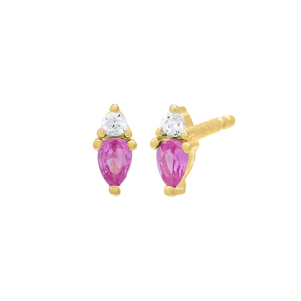 Sapphire Pink Pink Tiny Solitaire x Marquise CZ Stud Earring - Adina Eden's Jewels