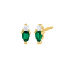 Emerald Green Tiny Solitaire x Marquise CZ Stud Earring - Adina Eden's Jewels