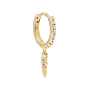 14K Gold / Single Diamond Mini Spike Huggie Earring 14K - Adina Eden's Jewels