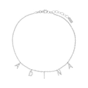 Silver Dangling Block Name Anklet - Adina Eden's Jewels