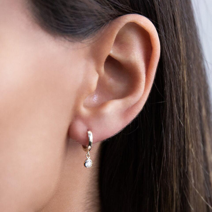  Bezel Huggie Earring 14K - Adina Eden's Jewels
