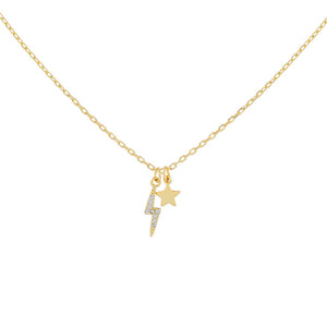 Gold Star X Lightning Necklace - Adina Eden's Jewels