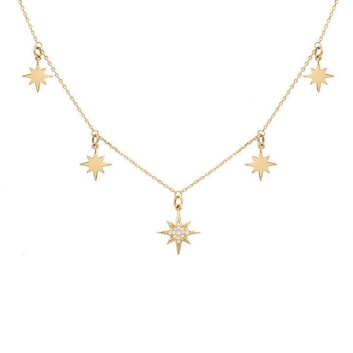 14K Gold Starburst Charm Necklace 14K - Adina Eden's Jewels