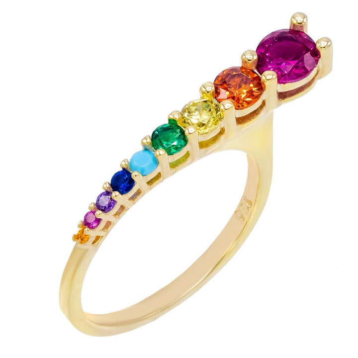 Multi-Color / 6 Cascading Stone Ring - Adina Eden's Jewels