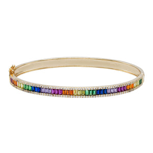 Multi-Color Baguette X Round Bangle - Adina Eden's Jewels