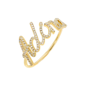 Gold / 5 Pavé Script Name Ring - Adina Eden's Jewels