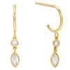 Gold CZ Dangle Stud Earring - Adina Eden's Jewels
