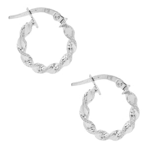 14K White Gold Twisted Mini Hoop Earring 14K - Adina Eden's Jewels