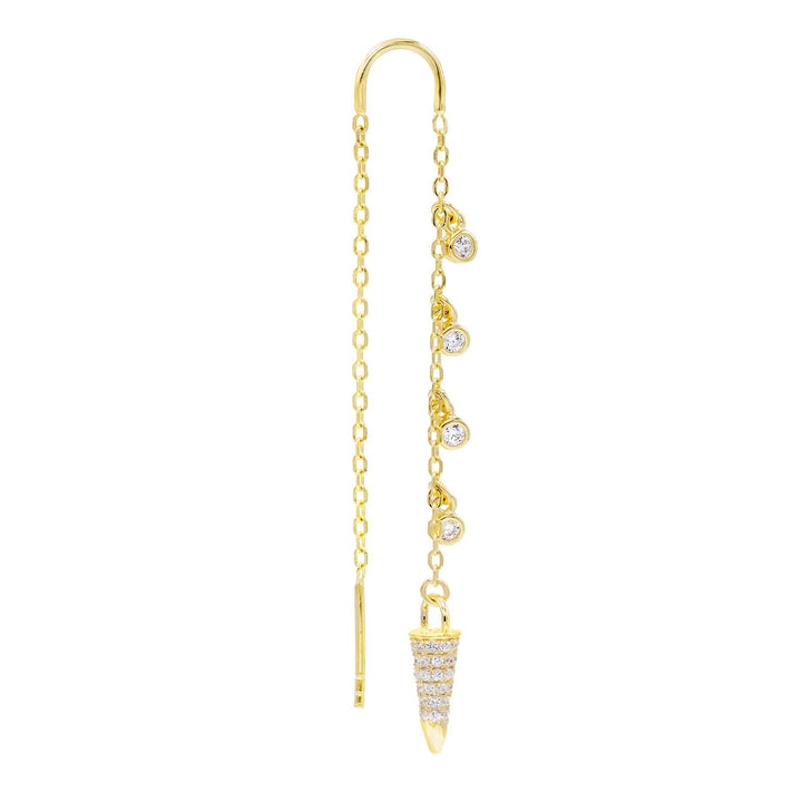 Gold Spike Drop Threader Earring - Adina Eden's Jewels