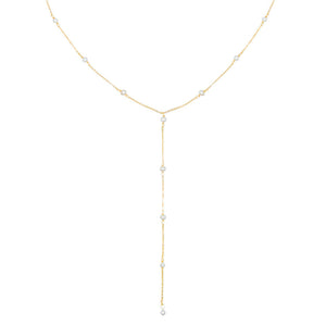 Pearl White Mini Pearl Lariat - Adina Eden's Jewels