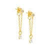 Gold Teardrop Chain Front Back Stud Earring - Adina Eden's Jewels