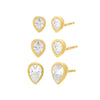 Gold / Pair Teardrop Bezel Stud Earring Combo Set - Adina Eden's Jewels