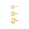 Gold / Single Teardrop Bezel Stud Earring Combo Set - Adina Eden's Jewels