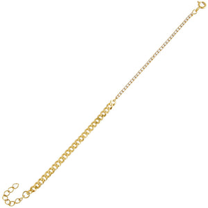 Gold Tennis X Curb Chain Bracelet - Adina Eden's Jewels
