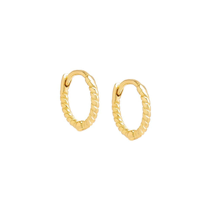 Gold / 10MM Thin Twisted Huggie Earrings - Adina Eden's Jewels