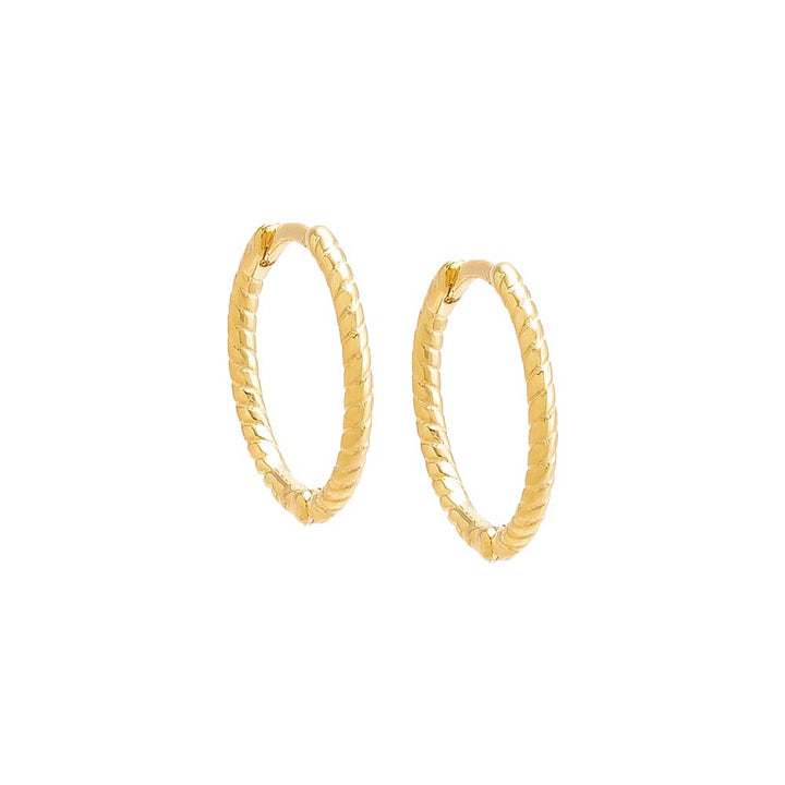 Gold / 14MM Thin Twisted Huggie Earrings - Adina Eden's Jewels