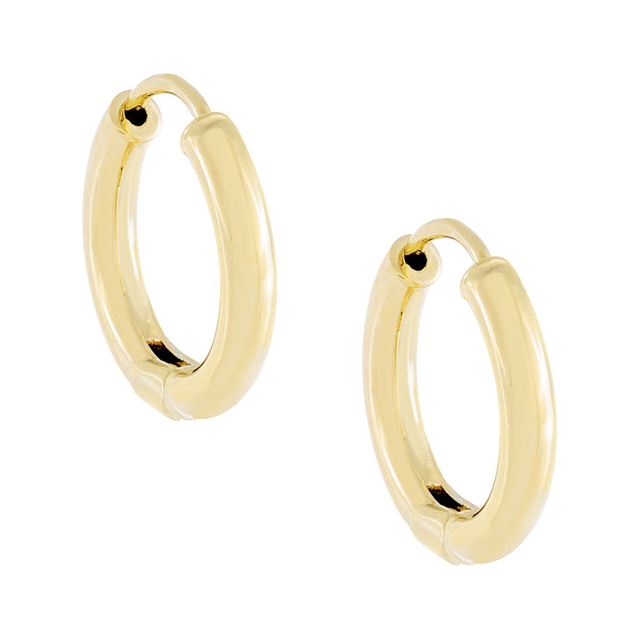 14K Gold / Pair Thin Tube Huggie Earring 14K - Adina Eden's Jewels