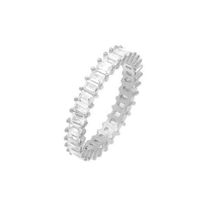 Silver / 9 Men's Thin Baguette Eternity Band - Adina Eden's Jewels