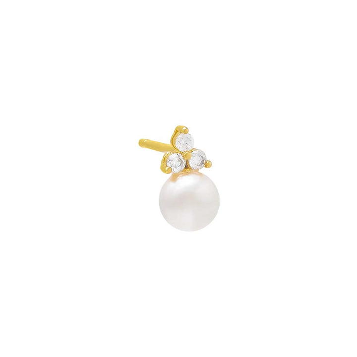 Gold / Single Tiny Pearl Trio Cluster Stud Earring - Adina Eden's Jewels