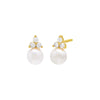 Gold / Pair Tiny Pearl Trio Cluster Stud Earring - Adina Eden's Jewels