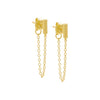 Gold / 6MM / Pair Tiny Solid Bar Front Back Chain Stud Earring - Adina Eden's Jewels