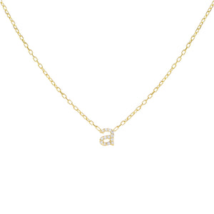 Gold / A Tiny Lowercase Pavé Initial Necklace - Adina Eden's Jewels