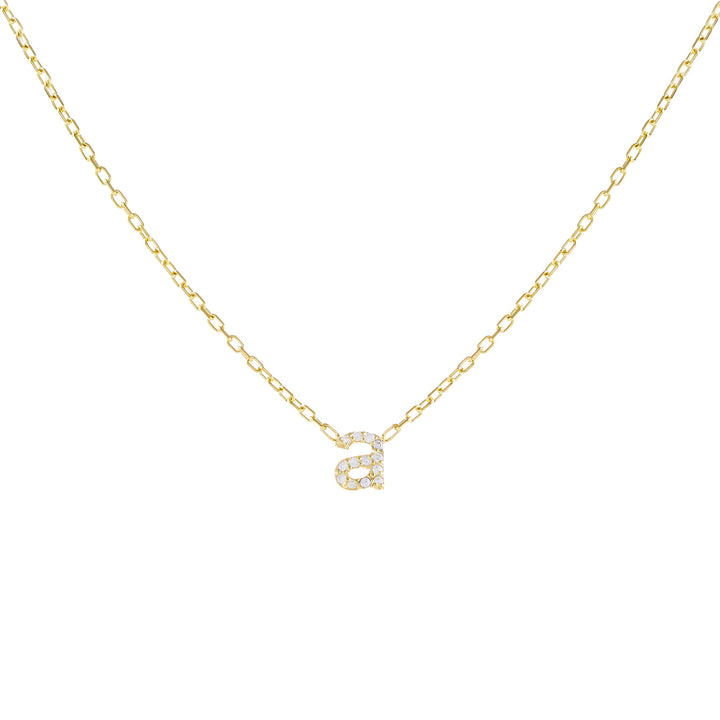 Gold / A Tiny Lowercase Pavé Initial Necklace - Adina Eden's Jewels