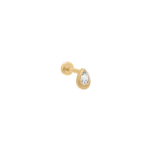 14K Gold / 6.5 MM Topaz Teardrop Threaded Stud Earring 14K - Adina Eden's Jewels