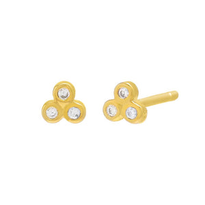 Gold / Pair Trio Bezel Cluster Stud Earring - Adina Eden's Jewels