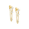 Gold / Pair Triple Colored Stone Front Back Chain Stud Earring - Adina Eden's Jewels