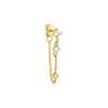Gold / Single Triple Colored Stone Front Back Chain Stud Earring - Adina Eden's Jewels