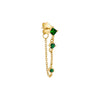 Emerald Green / Single Triple Colored Stone Front Back Chain Stud Earring - Adina Eden's Jewels