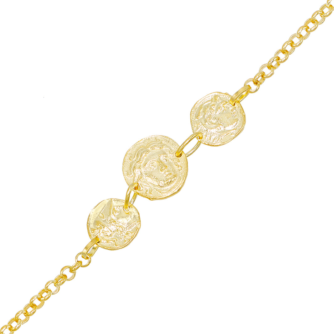 Gold Triple Coin Rollo Bracelet | Adina Eden Jewels