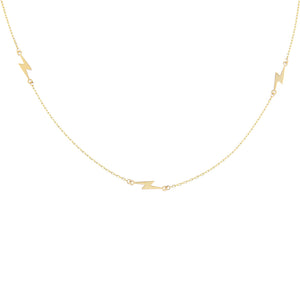 14K Gold Triple Lightning Bolt Necklace 14K - Adina Eden's Jewels