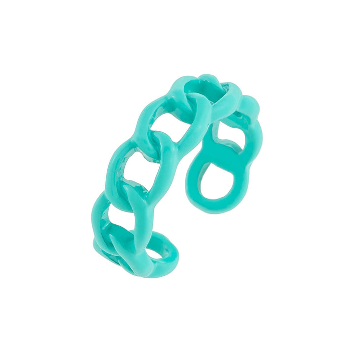 Turquoise Enamel Colored Chain Link Ring - Adina Eden's Jewels