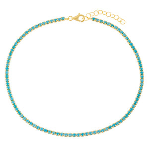 Turquoise Thin Tennis Anklet - Adina Eden's Jewels