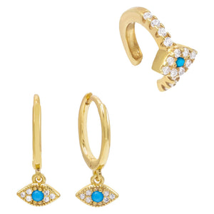 Turquoise Turquoise Evil Eye Earring Combo Set - Adina Eden's Jewels