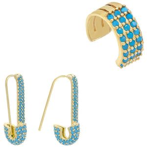  Colored Safety Pin Earring Combo Set - Adina Eden's Jewels