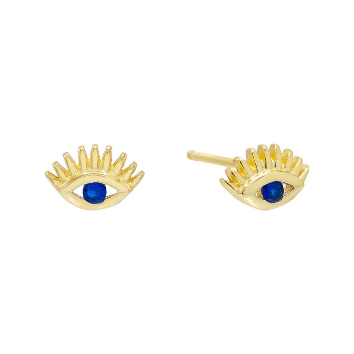 Gold Evil Eye Lash Stud Earring - Adina Eden's Jewels