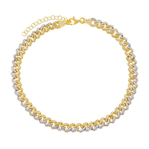 Combo Two Tone Pavé Chain Link Anklet - Adina Eden's Jewels