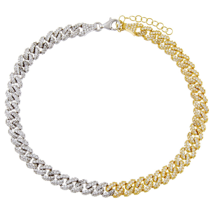 Combo Pavé Two Tone Chain Link Anklet - Adina Eden's Jewels