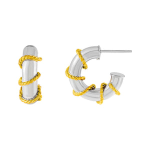 Combo Two Tone Rope Hoop Earring - Adina Eden's Jewels