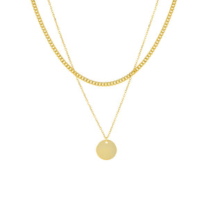 Gold / Engraved Engraved Two In One Coin X Cuban Chain Necklace - Adina Eden's Jewels