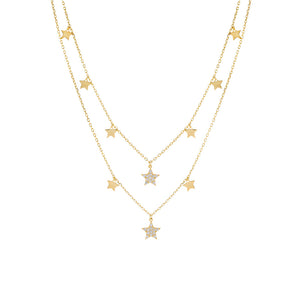 Gold Two In One Stars Necklace/Choker - Adina Eden's Jewels