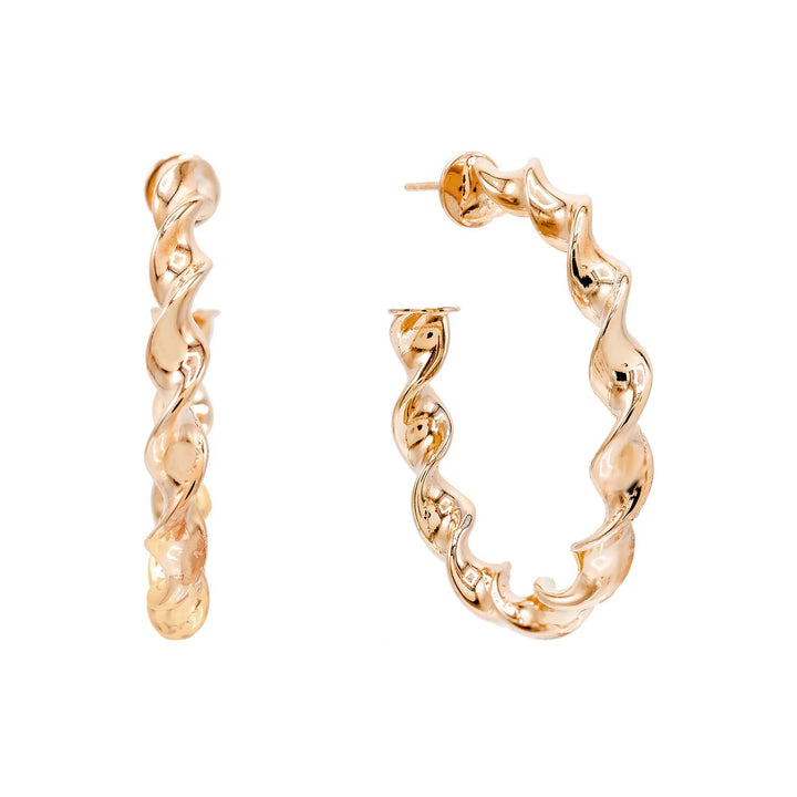 Rose Gold / 40 MM Spiral Hollow Hoop Earring - Adina Eden's Jewels