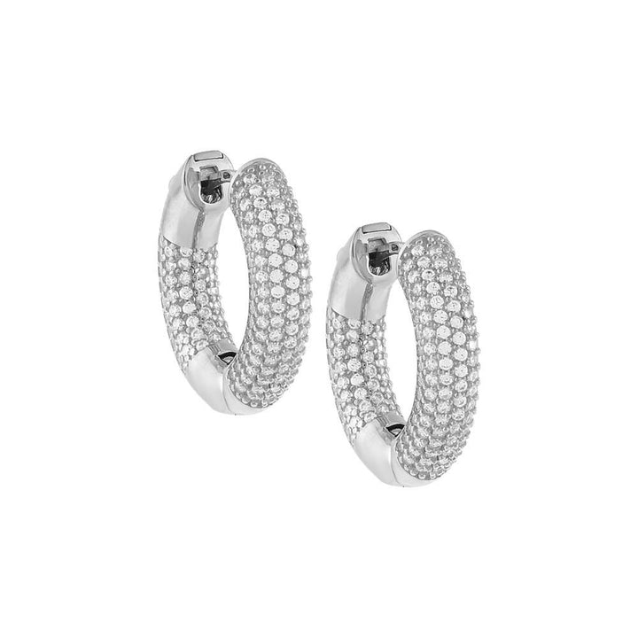 Silver Double Sided Pavé Huggie Earring - Adina Eden's Jewels